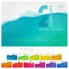 Vector calendar of 2014. Unique design for each month