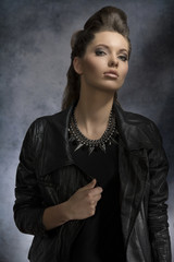 dark lady with leather jacket