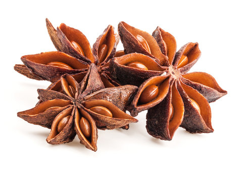 Anise stars isolated on white background