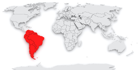 Map of the world. America