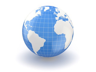 Globe. Earth and world map. 3d