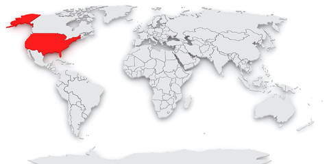 Fototapeta na wymiar Map of the world. USA