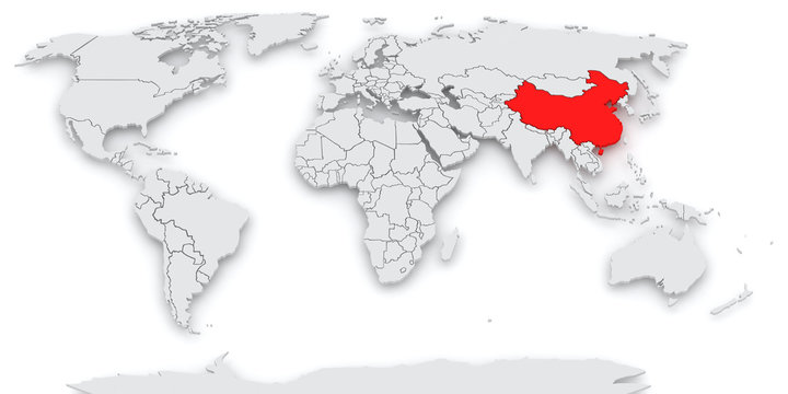Map of the world. China
