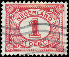 NETHERLANDS - CIRCA 1898: Netherlands Stamp Numeral 1 Cent, circ
