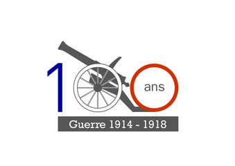 Logo 100 ans bleu blanc rouge - canon - guerre de 1914 - 1918