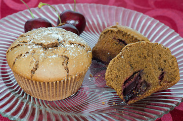 Chocolate and cherry muffins