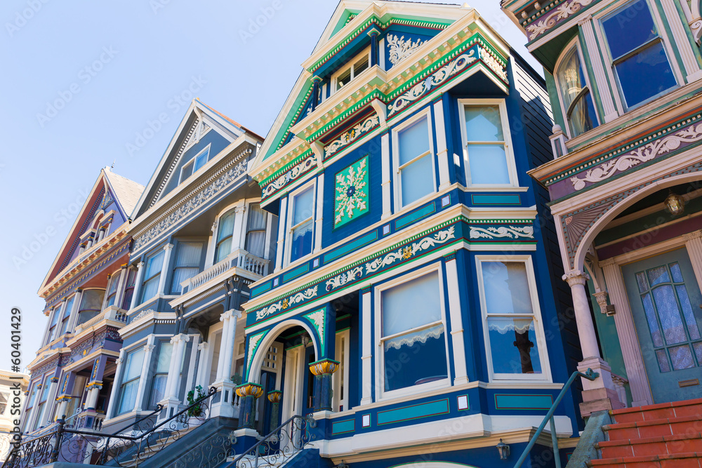 Wall mural San Francisco Victorian houses in Haight Ashbury California