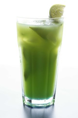 Green cocktail with lime, isolated on white background