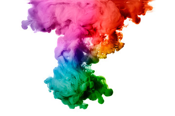 Rainbow of Acrylic Ink in Water. Color Explosion - obrazy, fototapety, plakaty