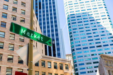 San Francisco Market Street Downtown in California