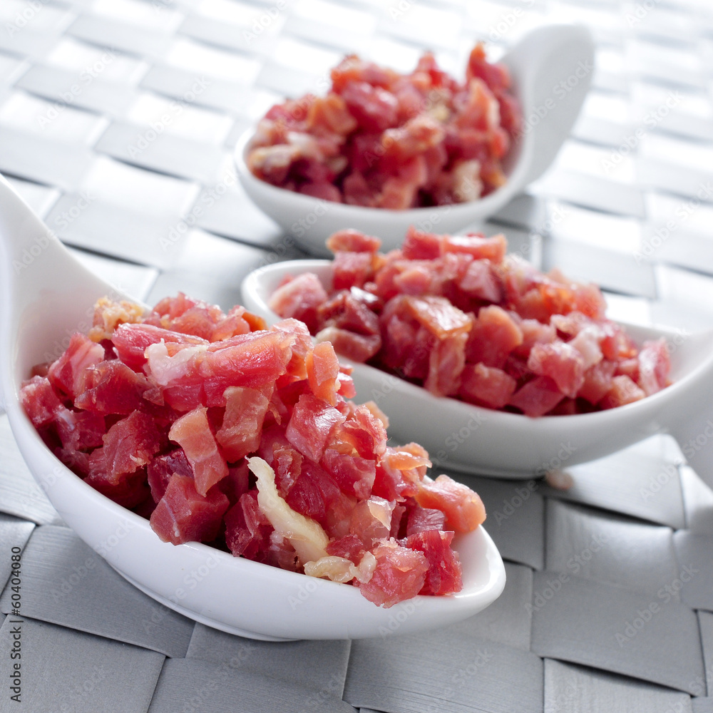 Poster chopped spanish serrano ham