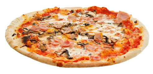 italian pizza with mushrooms and prosciutto