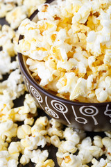 Fresh popcorn in bowl