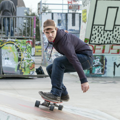 Skateboarder in the skate park.