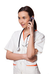 Fototapeta premium nurse or medicine student talking on the phone
