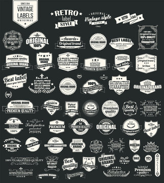 Collection of vintage retro labels, badges, typographic, vector