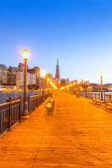 San Francisco Pier 7 sunset in California
