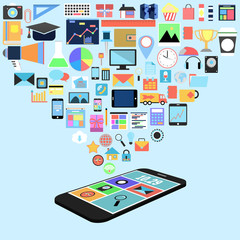 social media with applications graphic user interface flat icons