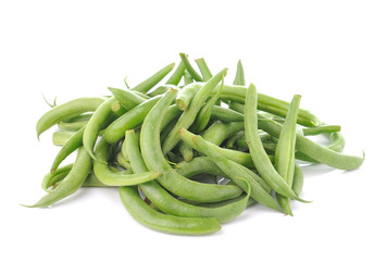 green beans on white background