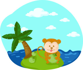 Obraz na płótnie Canvas cartoon monkey on the beach