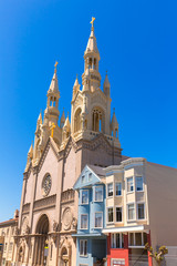 Fototapeta na wymiar San Francisco St Peter and Paul Church at Washington Square