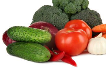 Composition of different vegetables isolated on white