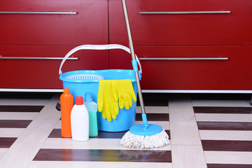 House cleaning with  mop