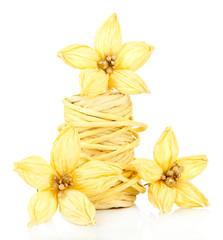 Decorative straw for hand made and flowers of straw, isolated