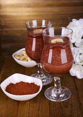 Cocktails with banana and chocolate
