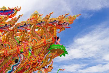 Beautiful many dragon with blue sky in thailand