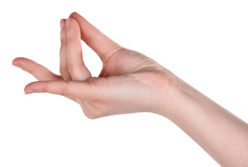 Hand yoga gesture isolated on white