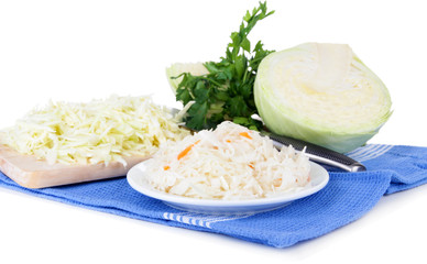 Marinated cabbage (sauerkraut), isolated on white