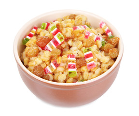 Bowl with kutia -  traditional Christmas sweet meal in Ukraine,