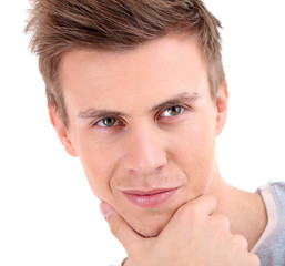 Obraz premium Portrait of handsome young man isolated on white