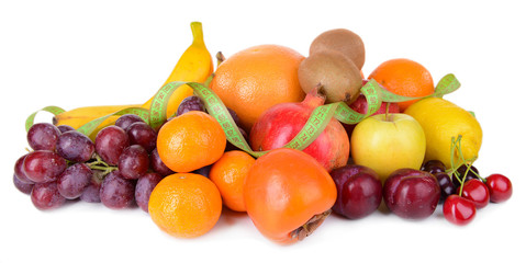 Assortment of exotic fruits isolated on white