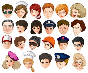Heads of a lot of people with different professions