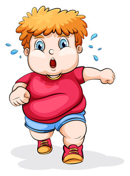 A fat Caucasian kid running
