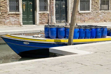Fototapeta na wymiar Moored boats in Venice