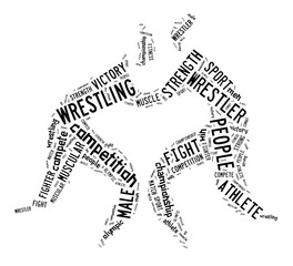 wrestling word cloud with black wordings