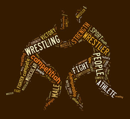wrestling word cloud with brown wordings