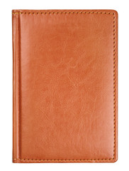 Brown leather diary book cover isolated on white