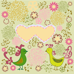 Romantic pattern Birds in love