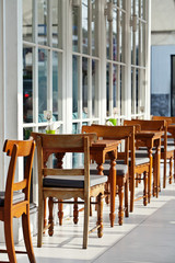 table and chairs at a sidewalk