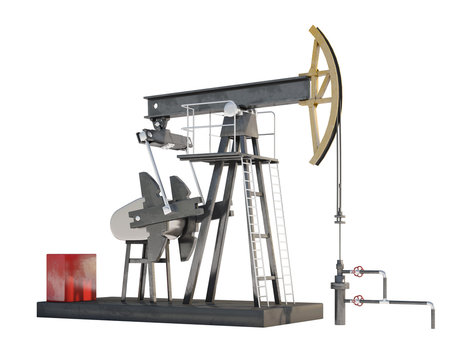 3d generic oil pump jack isolated on white background