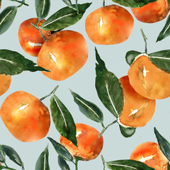 Tangerines seamless pattern