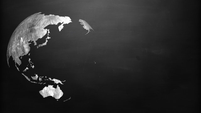 Spinning world loop animation on chalk board