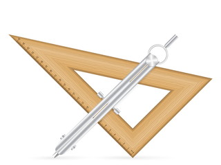 triangle ruler and drawing compass
