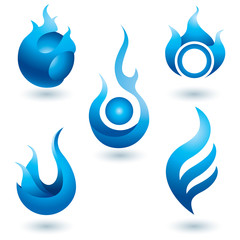 Blue fire symbol icon
