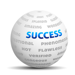 3D ball with words - success, hot, great etc.