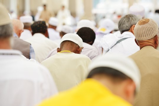 Muslim people in crowd